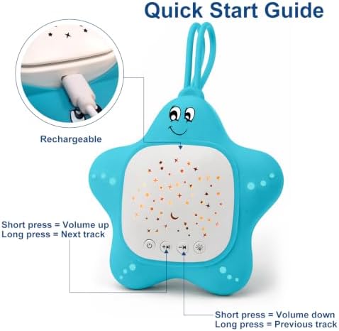 Portable White Noise Baby Sound Machine Sleep Soother with Star Projector - Image 4