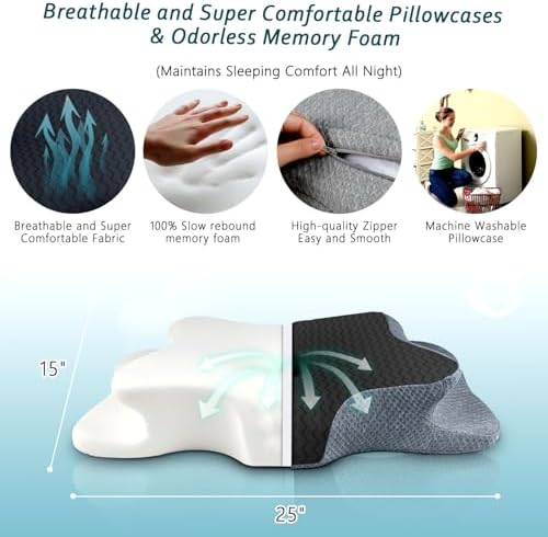 CHxxy Cervical Pillow for Neck Pain Relief, Memory Foam Pillows - Image 6