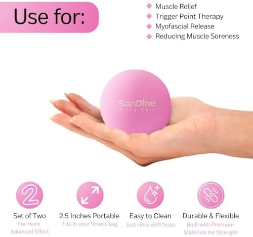 Lacrosse Massage Balls for Deep Tissue Massage - Release Tension Relieve Muscle Soreness Improve Flexibility - Ideal for Myofascial Release Trigger Point Therapy - 2Pack Yoga Balls by Sandine (Pink) - Image 2