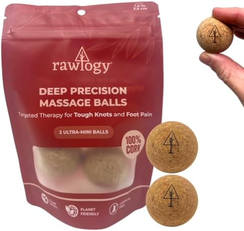 Travel Cork Massage Ball | Lightweight, Sustainable Alternative to Lacrosse Ball for Muscle Pain Relief (1.4 Inch (Pack of 2), Sanded Cork) by Rawlogy%C2%AE