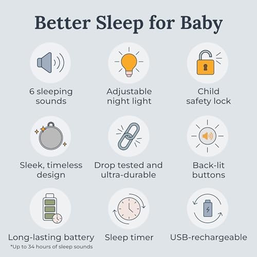 Yogasleep Hushh 2 Portable Sound Machine for Baby & Kids, New Reinforced Clip, Backlit Buttons, Night Light, 6 Soothing Natural Sounds, Easy to Use Timer, Volume Control, Toddler Lock, Noise Canceling - Image 2