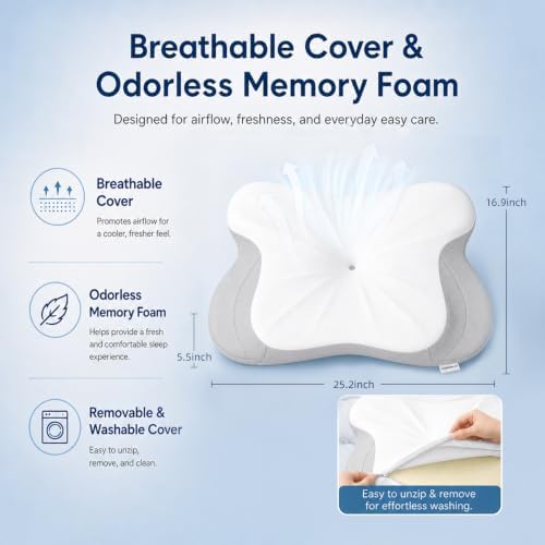 Cervical Neck Pillow for Pain Relief,Memory Foam Ergonomic Pillow - Image 6
