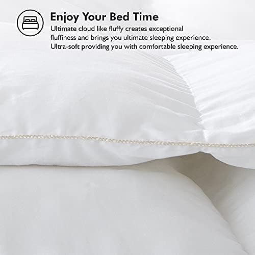 Luxurious Queen Size Goose Down Fiber Waterfowl Feather Fiber Comforter (90"x90"), Fluffy, Ultra Soft, Breathable Comforter Duvet Insert, All Season 48 oz. Fill Weight, Baffle Box Design (White Solid) - Image 6