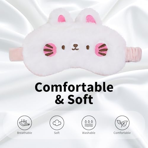 PERFECTSIGHT Sleep Eye Masks, Cute Sleep Eye Cover Lightweight Adjustable Eyeshade Mask Cover for Women Men Sleep Travel Nap, Bunny - Image 2