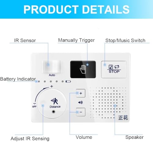 KiaoTime Bathroom White Noise Machine for Bathroom Privacy Motion Activated, Bathroom Noise Blocker - Sound Machine of Running Water Masks The Sound of Toilet Bathroom Restroom - Image 6