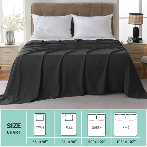 ZPECC Full Flat Sheet Only 1 Pack, Durable Black Top Bed Sheets Hypoallergenic Soft Brushed Microfiber Color-Coded Label, 81"x96" - Image 5