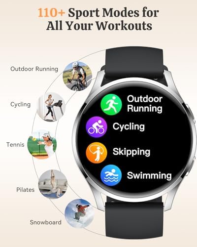 Smart Watch Fitness Tracker for iPhone Android for Women Men, Activity Tracker with Calorie & Step Counter, 150+ Sports, Daily Workout & Sleep Monitor，IP68 Waterproof Smartwatch (Black) - Image 4