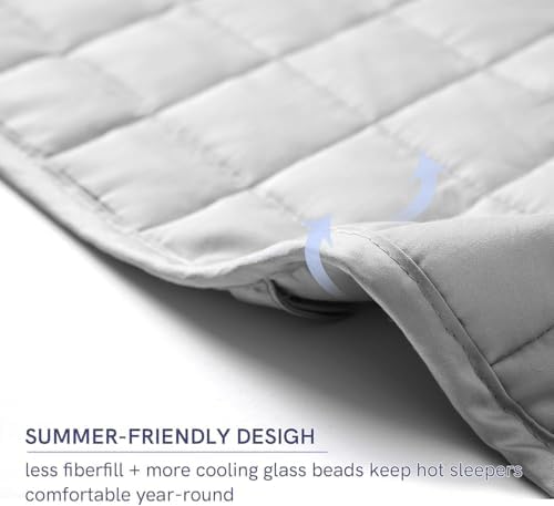 YnM 15lbs Weighted Blanket for Adults, Cotton Heavy Bed Throw Blanket with Cooling Glass Beads for All Season Use, Ideal for ~140lbs (48x72 Inches, Twin/Full, Light Grey) - Image 6
