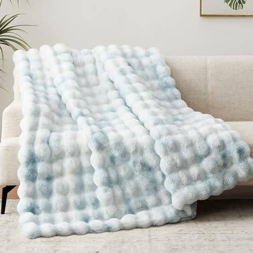 Anysay Faux Fur Throw Blanket, 1000GSM Fluffy Soft Bubble Blanket 80''*90'' - Image 4