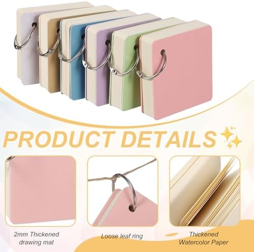 PATIKIL 2 Pcs Mini Watercolor Sketchbook, 3.94 x 3.94 55 Sheets/110 Pages Portable Square Travel Watercolor Notebook 230GSM (107lb) Detachable Painting Sketch Book Art Sketchbook, Pink - Image 3