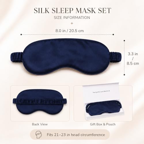 Silk Sleep Mask Light Blocking Luxury 100% Mulberry 19mm Silk Eye Mask Eye Cover Blindfold Ultra Soft Light & Comfy Anti Aging Skin Care with Travel Bag Gift Package - Image 3
