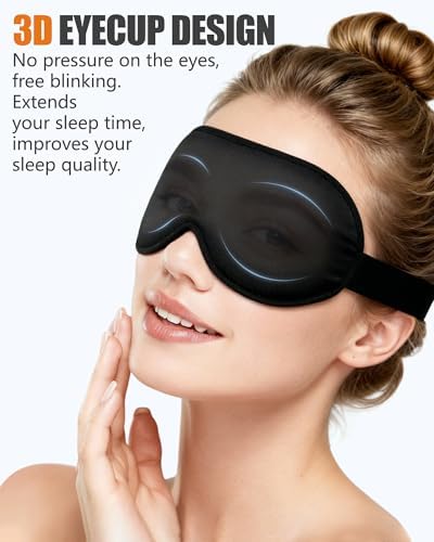 Sleep Mask for Side Sleeper Men Women, 100% Blackout Sleep Mask, Zero Eye Pressure 3D Sleeping Mask, Ergonomic Design and Breathable, Suitable for Travel Yoga, Black - Image 3