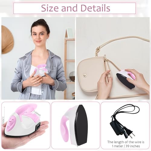 Honoson Mini Craft Iron with Charging Base Tiny,Light Pink,White - Image 2