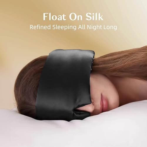 Silk Sleep Mask for Women and Men, Side Sleeper, 22 Momme Pure Mulberry Silk Total Blackout 100% Mulberry Eye Mask with Adjustable Headband Full Size, Eye Masks for Sleeping and Travel - Image 4