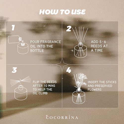 COCORRÍNA Reed Diffuser Refill - Cashmere Vanilla 6.7 Fl.oz Reed Diffuser Refill with 8 Sticks - Image 7
