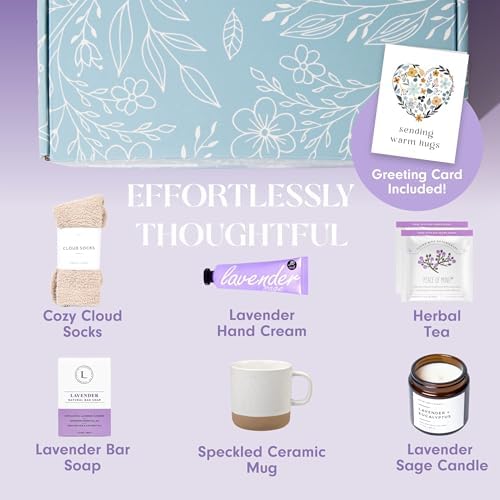 Unboxme Spa Gift Basket for Women - Lavender Self Care Gifts with Candle & Bath Bombs - Relaxation Care Package for Birthday, Get Well Soon, Christmas, Valentine's Day - Image 3
