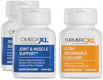 OmegaXL Joint Support 60 Soft Gels (2 Pack) & TurmericXL Curcumin 30 Caps by GreatHealthWorks