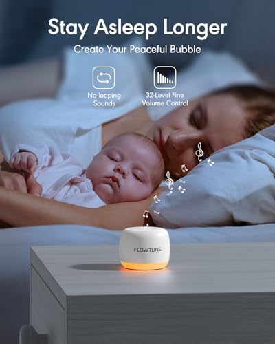FLOWTUNE Sound Machine with Night Light White Noise Machine for Baby Adults, 18 Non-looping Sounds, Timer, Memory Function, Portable Sleep Sound Therapy Gift - Image 3