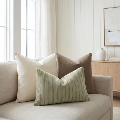 DEZENE 14x24 Olive Green Lumbar Pillow Covers Soft Striped Corduroy Spring Summer Outdoor Rectangular Throw Pillow Cases for Couch Sofa Bedroom Living Room Home Decor - Image 6