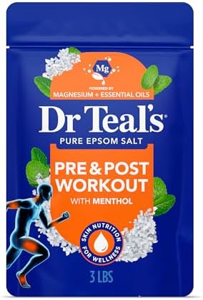 Dr Teal's Epsom Salt Magnesium Soak, Pre & Post Workout with Menthol & Essential Oils, 3 lbs by DrTeals