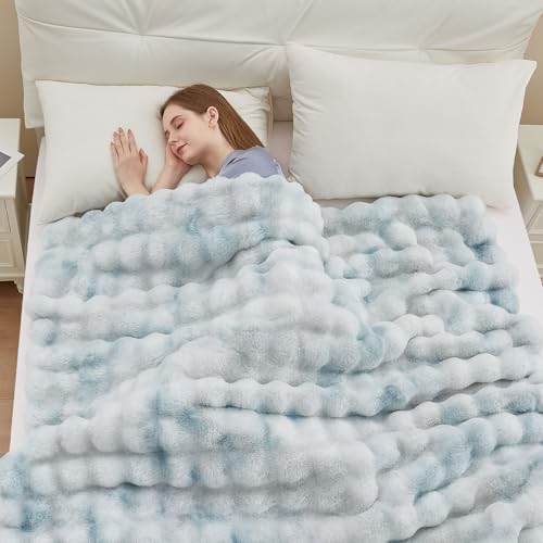 Anysay Faux Fur Throw Blanket, 1000GSM Fluffy Soft Bubble Blanket 60''*80'' - Image 3