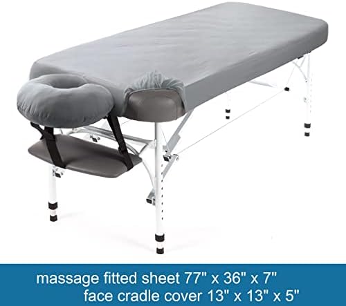 Waterproof Massage Table Cover 2-Piece Set, Fitted Sheet & Face Cover, Grey - Image 3