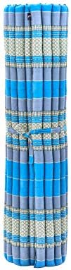 Leewadee - Foldable Floor Mattress - Japanese Roll Up Futon -Trifold Tatami Mat- Guest Floor Bed - Camping Mattress - Thai Massage Mat, Kapok Filled, 75 x 57 inches, Light Blue - Image 4