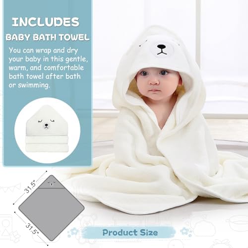 MoreFeel Collapsible Baby Bathtub for Newborn with Thermometer & 1 Hooded Towel & 1 Soft Floating Cushion,Portable Travel Bathtub with Drain Hole, Durable Foldable Baby Tubs for Infants to Toddler - Image 3