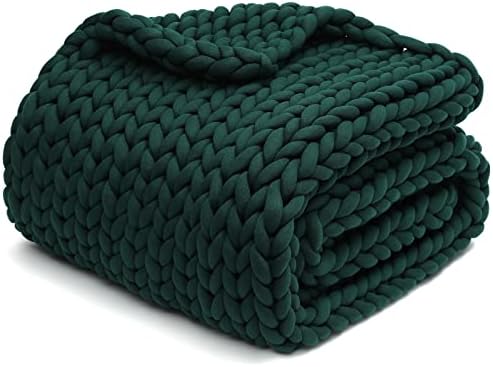YnM Knitted Weighted Blanket, Handmade Chunky Knitted Design, Soft and Cozy, Temperature Regulating and Breathable, Machine Washable Throw for Sleep or Home Decor (Pacific Green, 60x80 Inch, 20lbs) by YNM