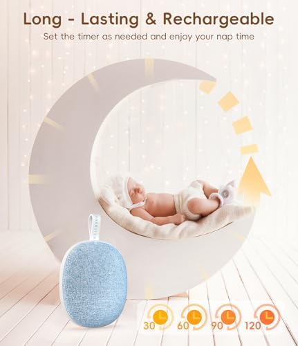 Portable White Noise Sound Machine: Baby Sleep Soother, Bluetooth Speaker, Rechargeable Battery, 4-Speed Timer, 6 Soothing Sounds Adult Therapy Aid for Trave (Purple, Portable) - Image 2