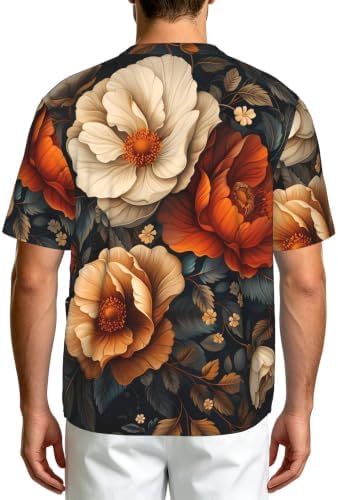 Men's Scrub Top,V-Neck Spill Wrinkle Resistant,3 Pockets-Floral Vintage (2) - Image 2