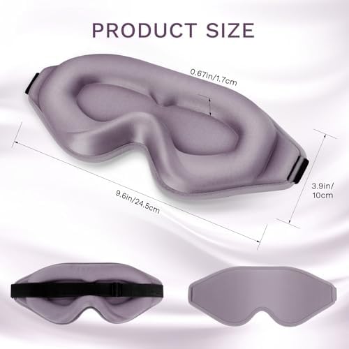 99% Fully Block Out Light Eye Sleep Mask, 3D Deep Contoured Eyes Cover Zero Pressure, Long Lash Extension Eyes Mask with Adjustable Straps for Sleeping Travel Home Nap Rest Women Men (Light Purple) - Image 2