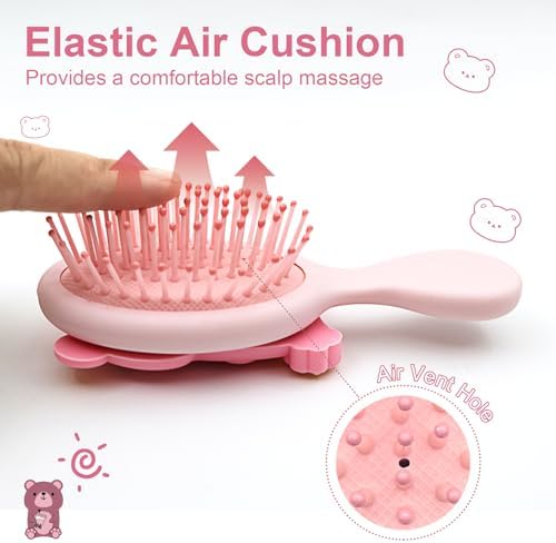 Toddler Hair Brush for Baby, Bear Air Cushion Brush - Pink - Image 3
