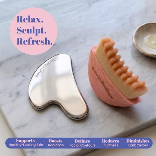 ROSELYNBOUTIQUE Lymphatic Contour Face Brush & Gua Sha Facial Tools - Image 2