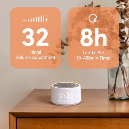 Dreamegg Sound Machine with Nursery Lamp - Sound Machine Baby, Soothing Sounds, Timer, Memory Function, 10 Colour Night Light, White Noise Machine Alarm Clock for Newborn Baby Registry Gift, White - Image 5
