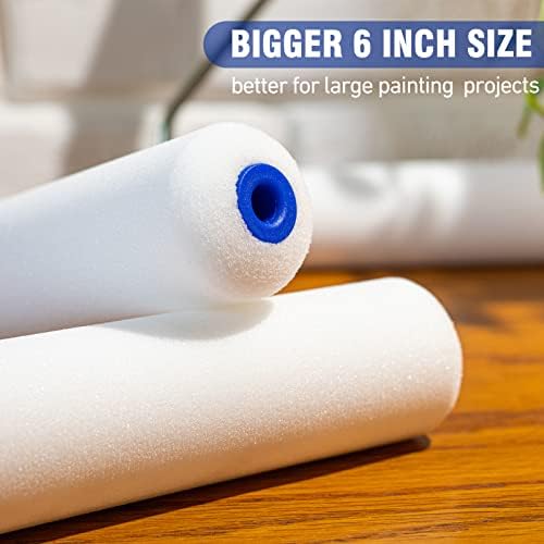 Mister Rui Foam Paint Roller Cover, 6 Inch Sponge Paint Roller Sleeve, Pack of 10, Foam of Premium Quality Can Be Used with Water and Oil Based Paints - Image 2