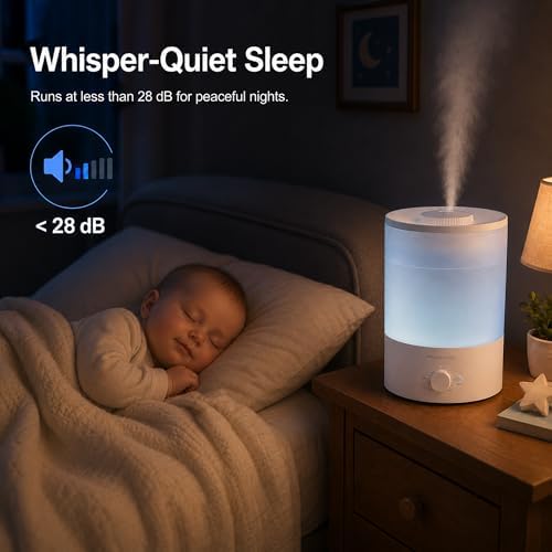 MEGAWISE 3.5L Ultrasonic Cool Mist Humidifier, Top Fill, 40-Hour Runtime - Image 5