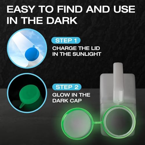 Urinals for Men Glow in The Dark Lid by Tilcare (3 Pack) - 32oz/1000mL Thick Plastic Mens Bedpan Bottle with Screw-on Lid - Spill Proof Urinary Chamber - Male Portable Travel Pee Bottles - Image 3