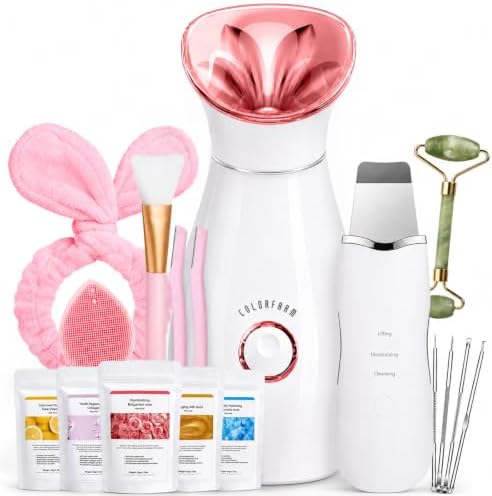 Colorfarm Facial Steamer Spa Kit with 17 Skin Care Tools for Home Spa by Colorfarm