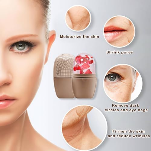 XHJRI Ice Face Roller Massager,Ice Cube Roller for Face, Eyes and Neck Naturally Conditioning and Skin Care,De-Puff Eye Bags,Reduce Migraine Pain,Reusable Massage Silicone Ice Mold (New Coffee) - Image 6