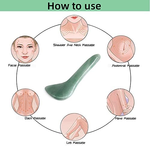 Gua Sha Facial Tool Natural Jade Stone Massage Board Tools for SPA Acupuncture Therapy Trigger Point Treatment, Gua Sha Scraping - Image 5