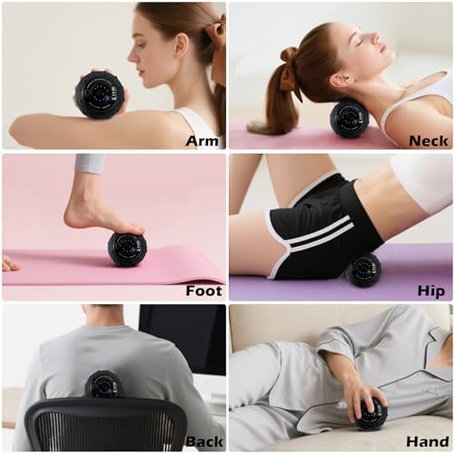 5-Speed Vibrating Massage Ball: Silicone Electric Massager with Auto Shut-Off, Physical Therapy Ball for Fitness, Mobility, and Relaxation, Wellness Gift (Black) - Image 2