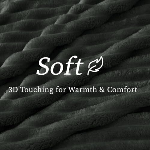 BEDELITE Ribbed Twin Blanket for Couch & Bed, Charcoal Grey, 60"x80" - Image 4