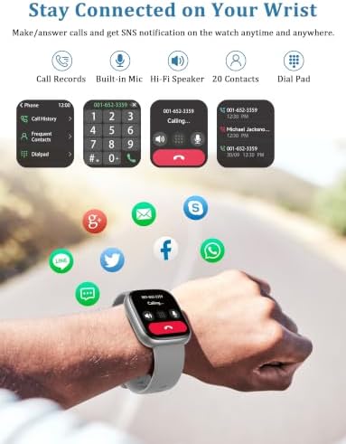 LODIMEKE Smart Watch, Alexa Built-in, Answer/Make Calls 44mm Smartwatch Women Men, 1.83" Sports Watch IP68 Waterproof, Heart Rate Sleep Stress Monitor, Step Counter Watch for Android & iOS Phone - Image 4