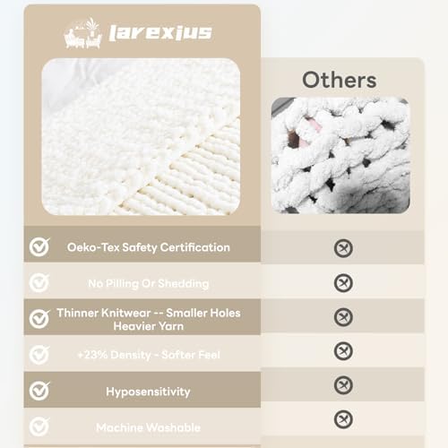 Chunky Knit Throw Blanket for Couch，40x50 Inches Ivory - Image 5