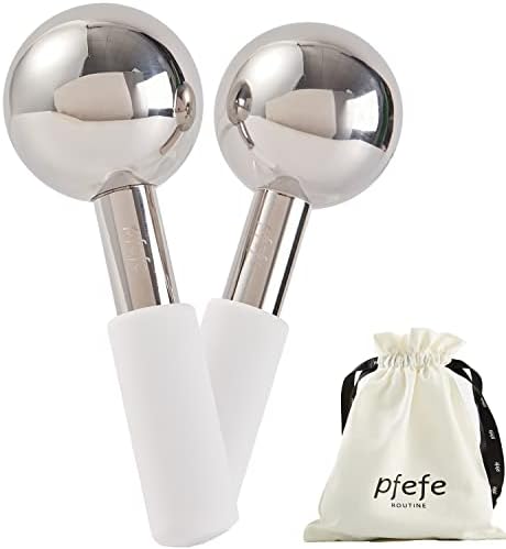 pfefe Ice Globes for Face & Eyes, Unbreakable Stainless Steel Cryo Sticks for Beauty Routines, Facials Cold Roller Cooling Globes for Puffiness, Wrinkles, Dark Circles, Headaches by PfefeRoutine