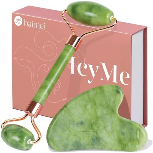 BAIMEI IcyMe Gua Sha & Jade Roller Set for Facial Sculpting and Relaxation by BAIMEI
