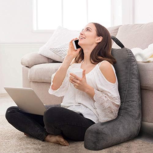 Reading Pillow for Sitting in Bed Adult, Bed Rest Sitting Pillow with Arms, Removable Velvet Cover, Relaxing/Gaming/Lounge/tv Pillow by mittaGonG
