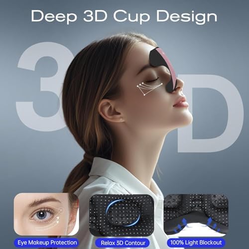 Sleep Mask with Bluetooth 5.4 Headphones, Removable 3D Eye Cups, Timing Sleeping Headphones for Side Sleepers, Wireless Music Eye Mask Speakers for Men, Women, Tech Gifts, Pink - Image 3