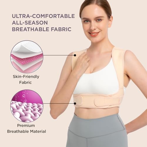 Vicorrect Posture Corrector for Women and Men, Adjustable Upper Back Brace for Clavicle Support and Providing Pain Relief from Neck, Shoulder, and Upper Back (Beige, Large/XLarge) - Image 5